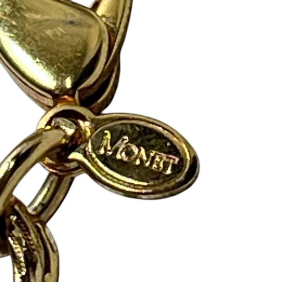 VTG MONET Gold-tone Metal Chain Black Lucite Ball Pendant Runway Necklace 16.5" - Picture 13 of 16